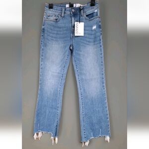 Zenana Outfitters Bootcut Distress Chew Hem Jeans 26.5 Inseam NWT